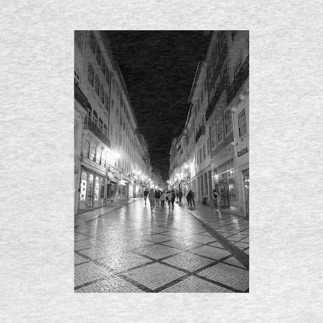 Strolling in Coimbra at Night - BW by BrianPShaw